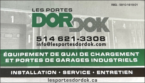 Carte de visite recto de LES PORTES DORDOK INC