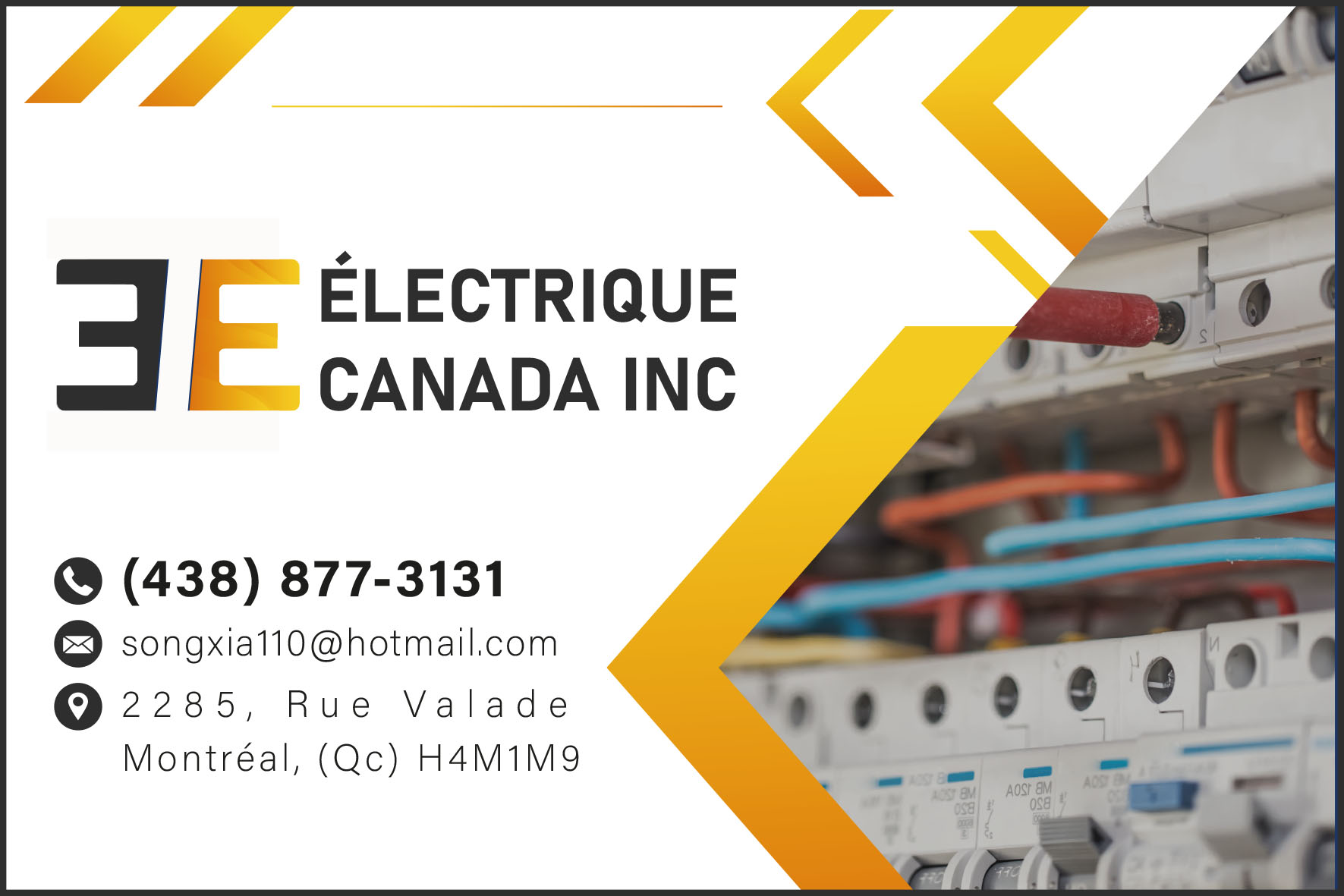 Carte de visite recto de 3E ÉLECTRIQUE CANADA INC
