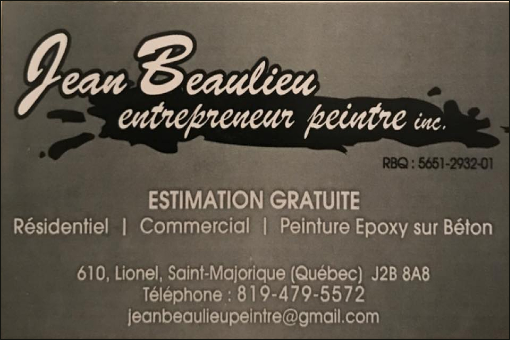 Carte de visite recto de 9260-4982 QUÉBEC INC