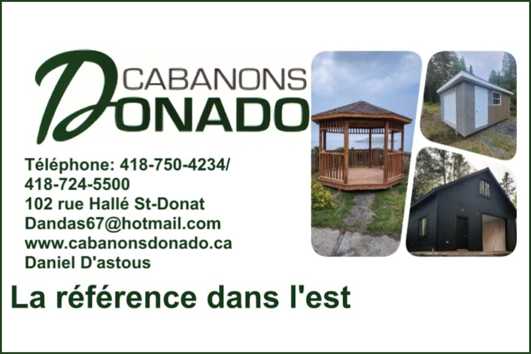 Carte de visite verso de CABANONS DONADO