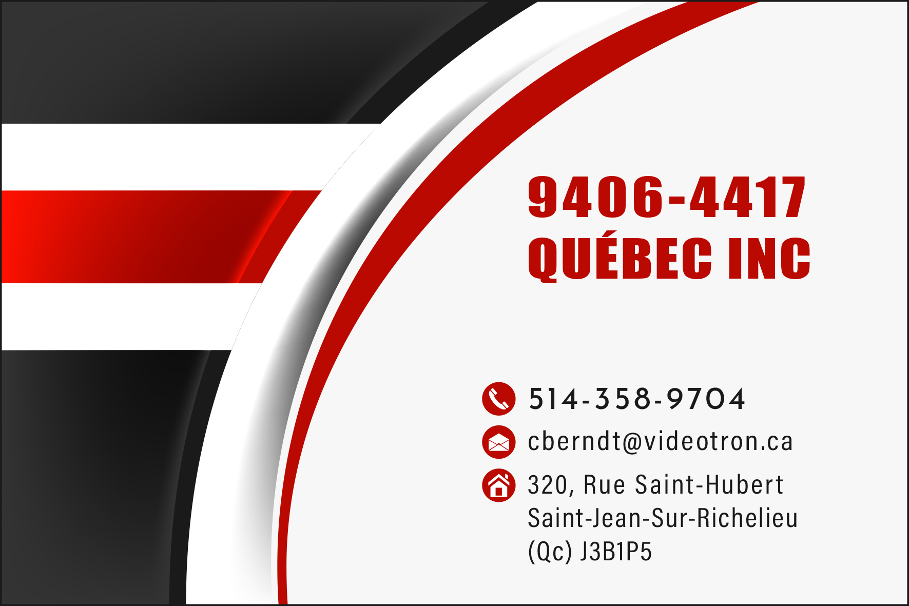 Carte de visite recto de 9406-4417 QUÉBEC INC