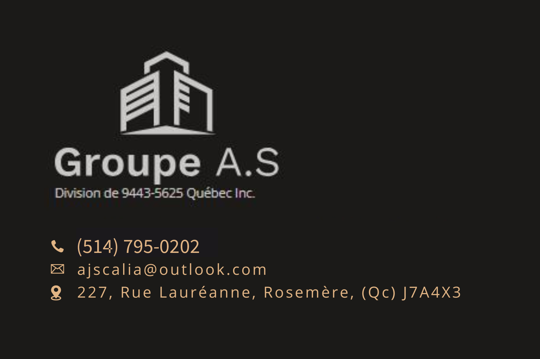 Carte de visite recto de 9443-5625 QUÉBEC INC