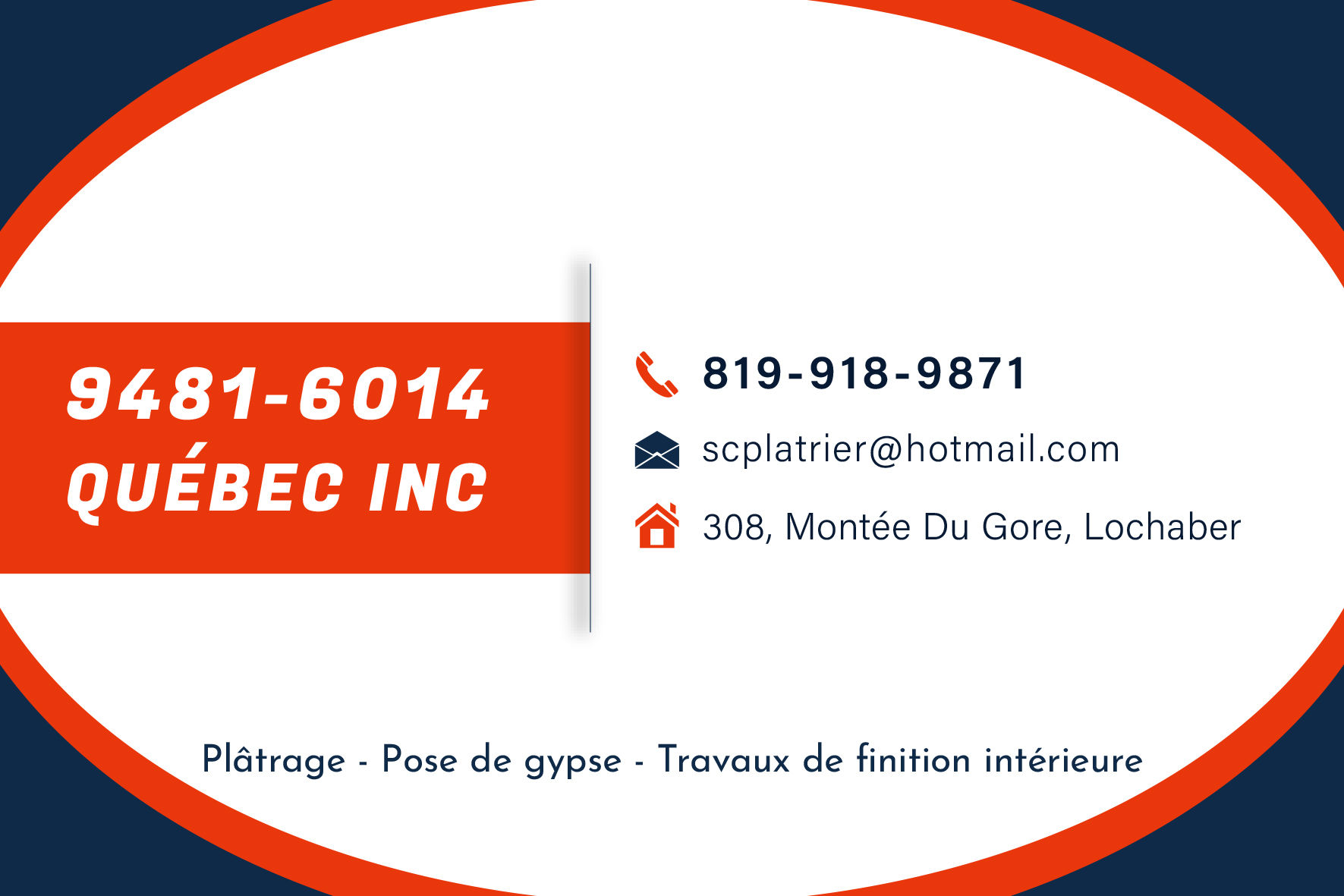 Carte de visite recto de 9481-6014 QUÉBEC INC
