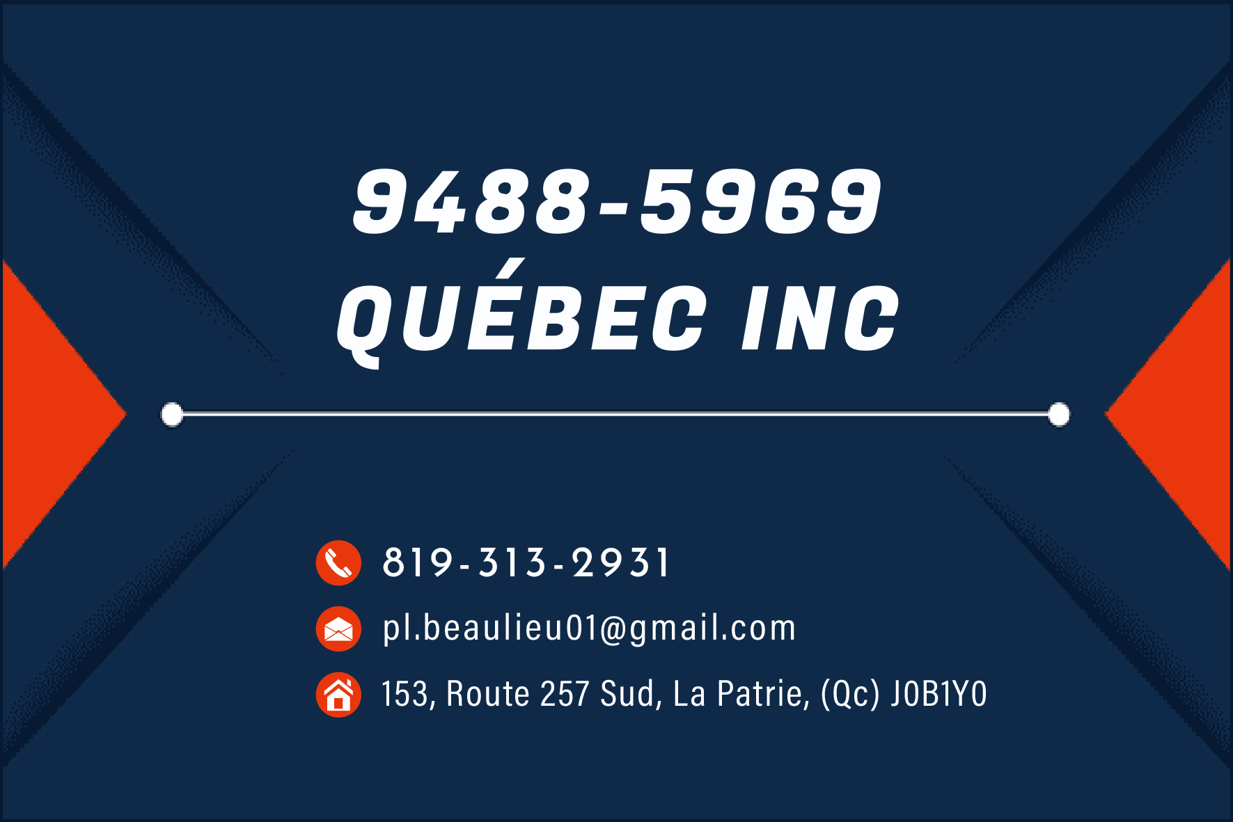 Carte de visite recto de 9488-5969 QUÉBEC INC