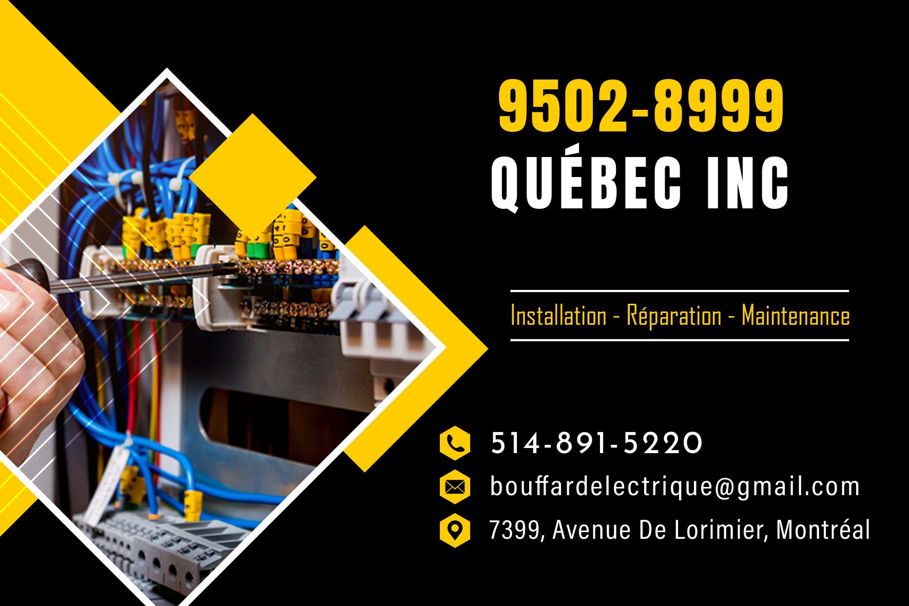 Carte de visite recto de 9502-8999 QUÉBEC INC