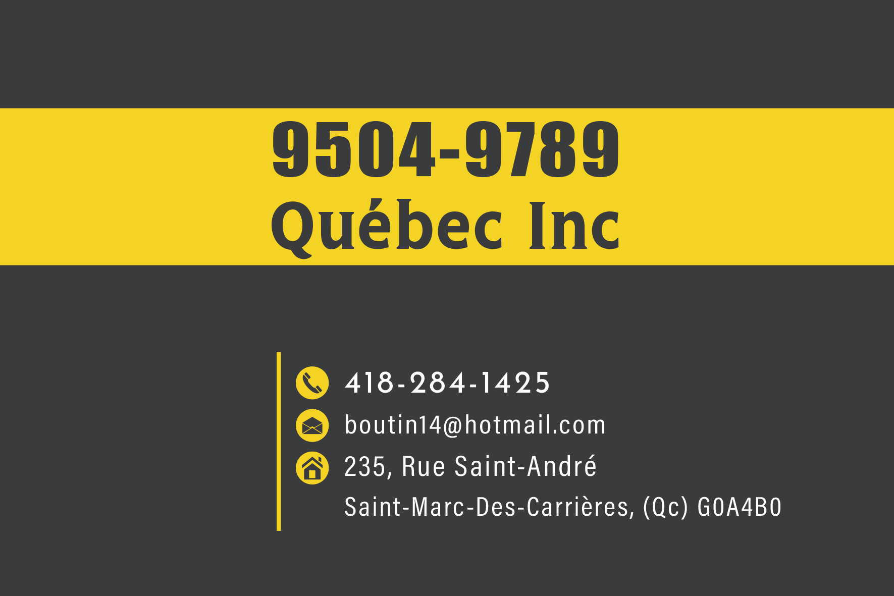 Carte de visite recto de 9504-9789 QUÉBEC INC