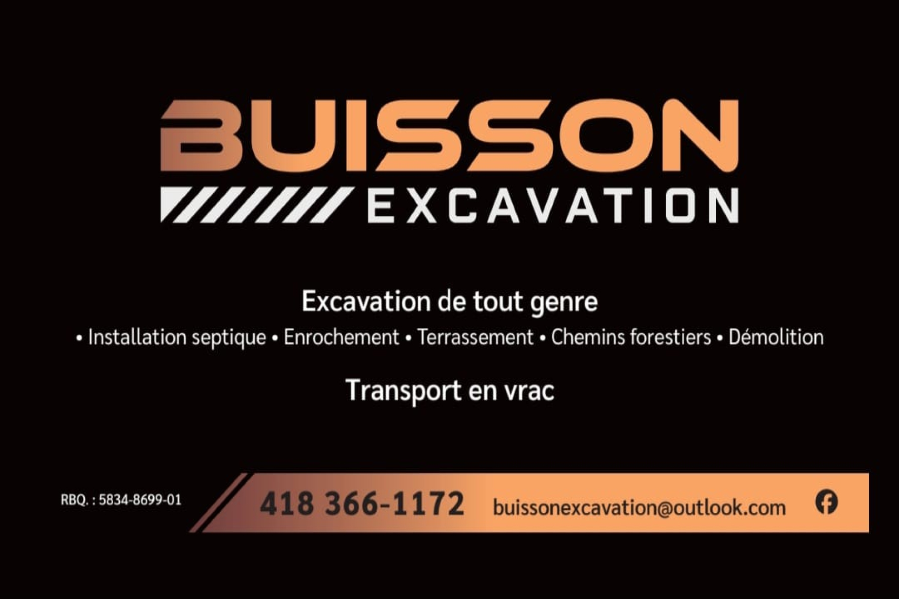 Carte de visite recto de A. BUISSON EXCAVATION INC