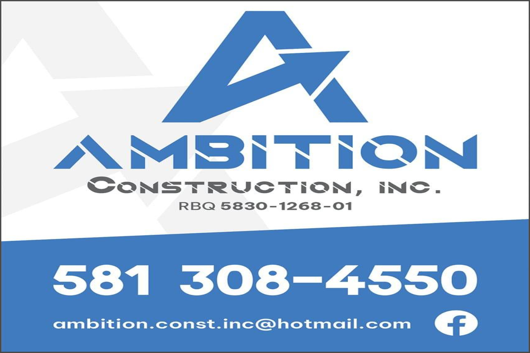 Carte de visite verso de AMBITION CONSTRUCTION INC