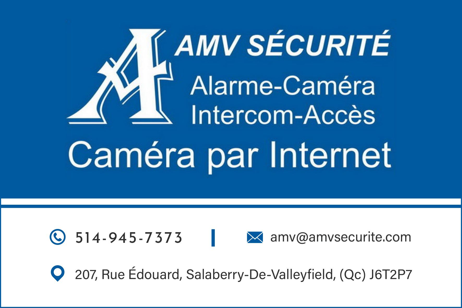 Carte de visite recto de AMV SÉCURITÉ INC