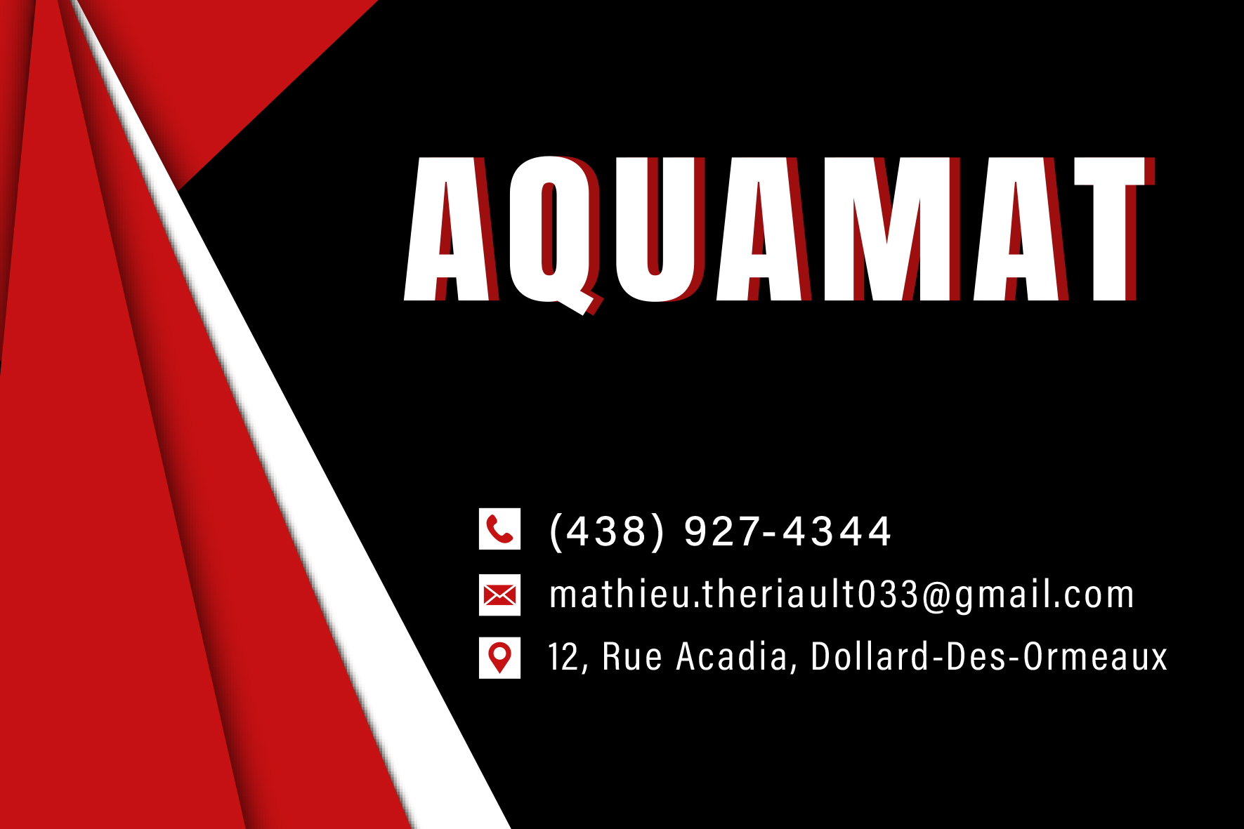 Carte de visite recto de AQUAMAT INC