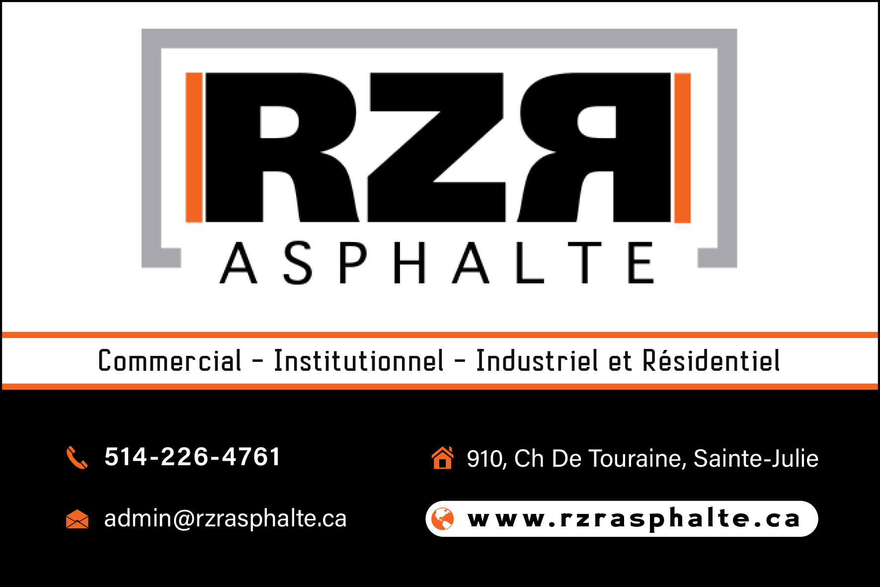 Carte de visite recto de ASPHALTE RZR INC