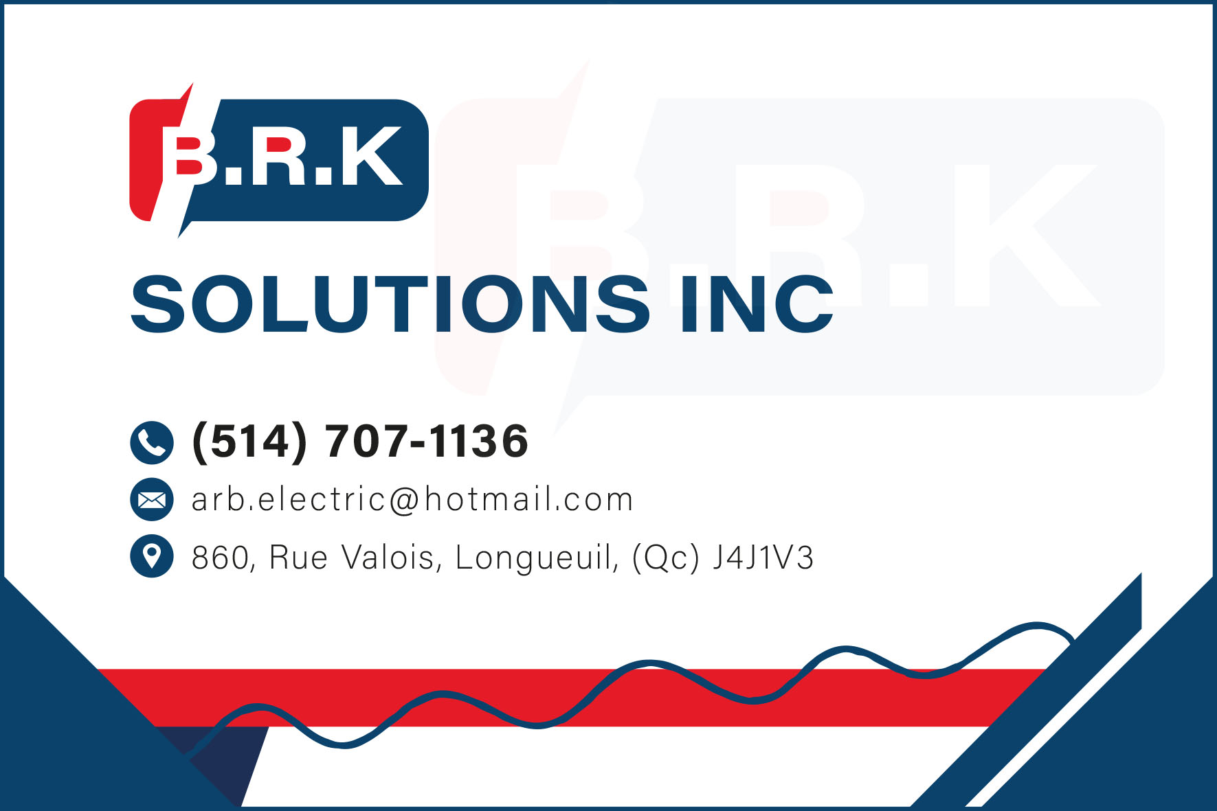 Carte de visite recto de B.R.K SOLUTIONS INC