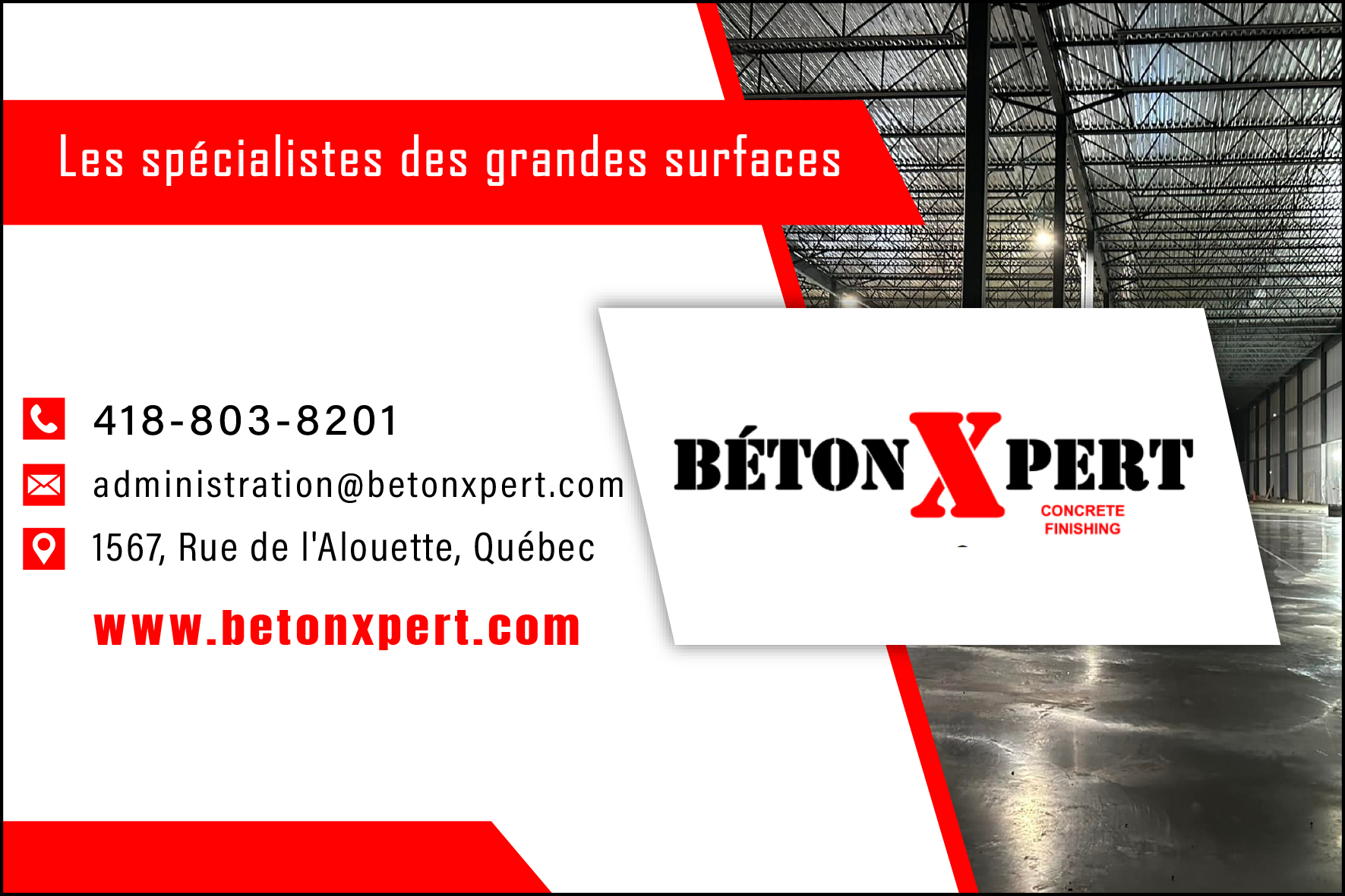 Carte de visite recto de BÉTON XPERT INC