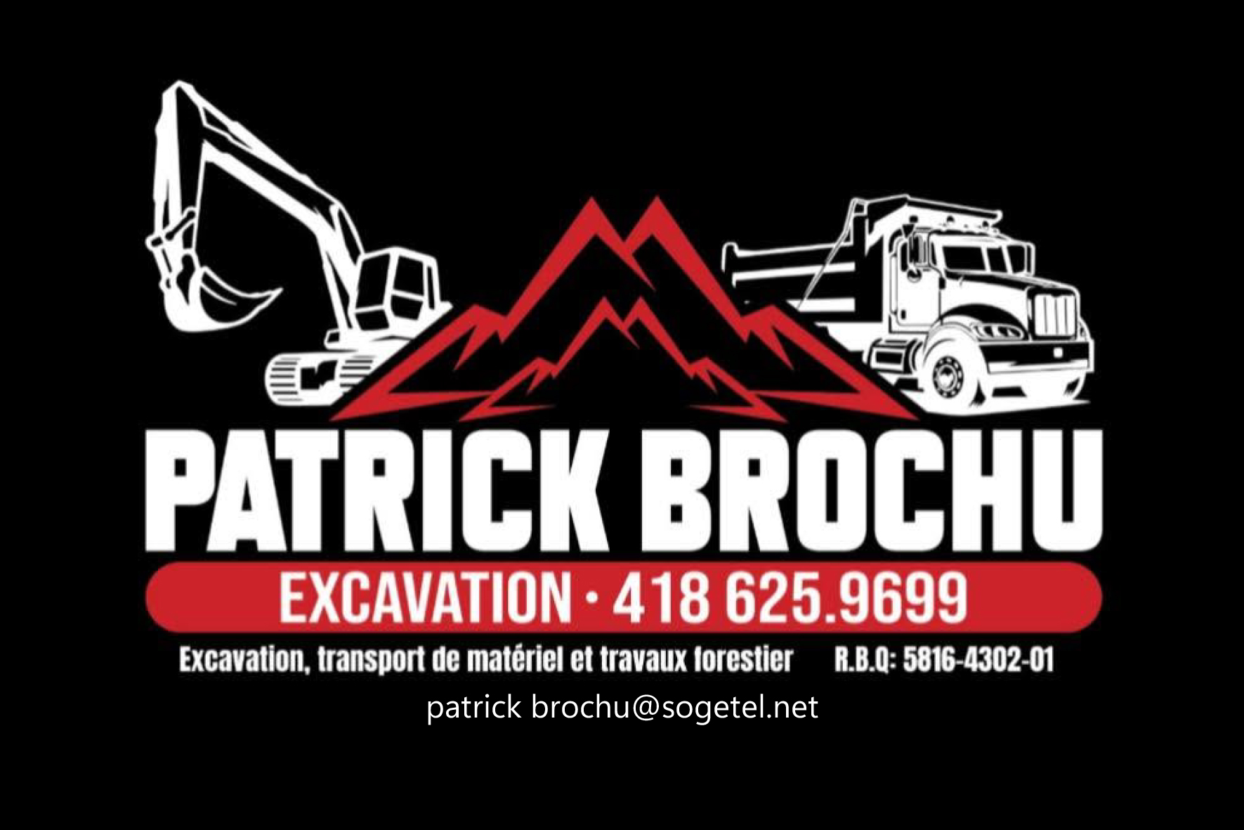 Carte de visite recto de BROCHU EXCAVATION