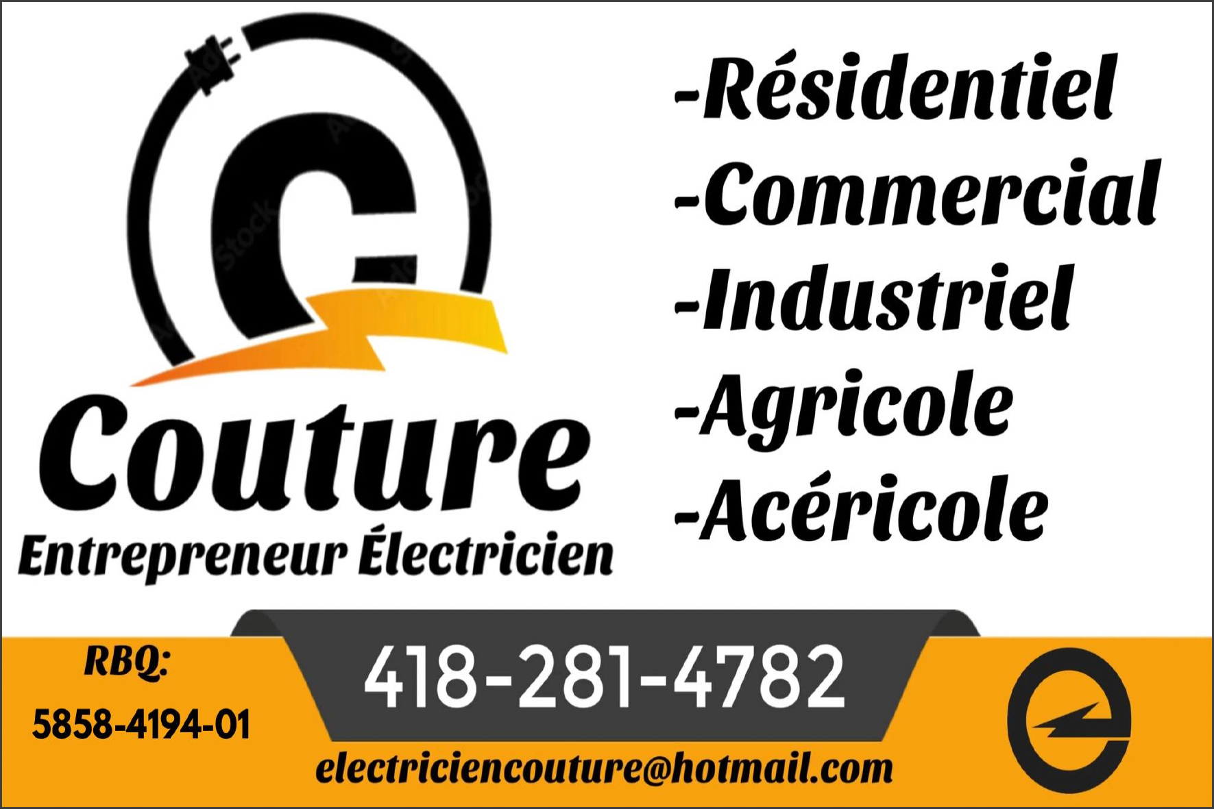 Carte de visite recto de C.COUTURE ENTREPRENEUR ÉLECTRICIEN INC