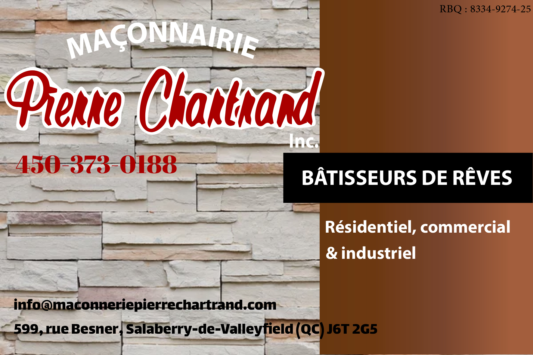 Carte de visite recto de CONSTRUCTION PRESTIGE PANEL INC