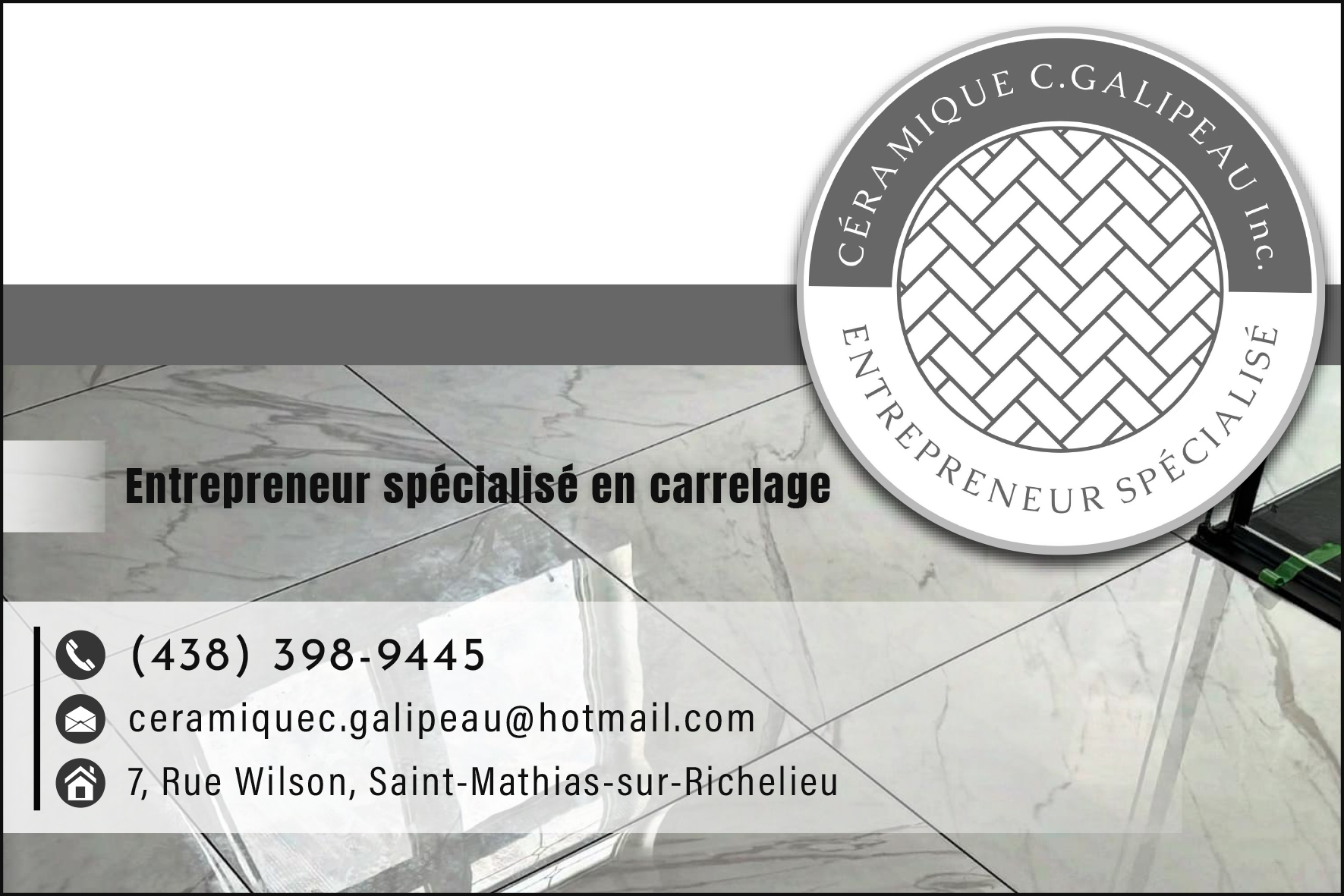 Carte de visite recto de CÉRAMIQUE C.GALIPEAU INC