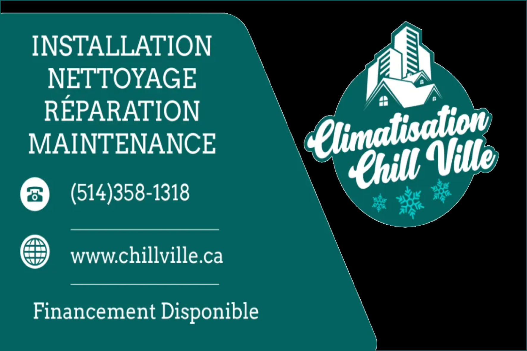 Carte de visite recto de CLIMATISATION CHILL VILLE INC