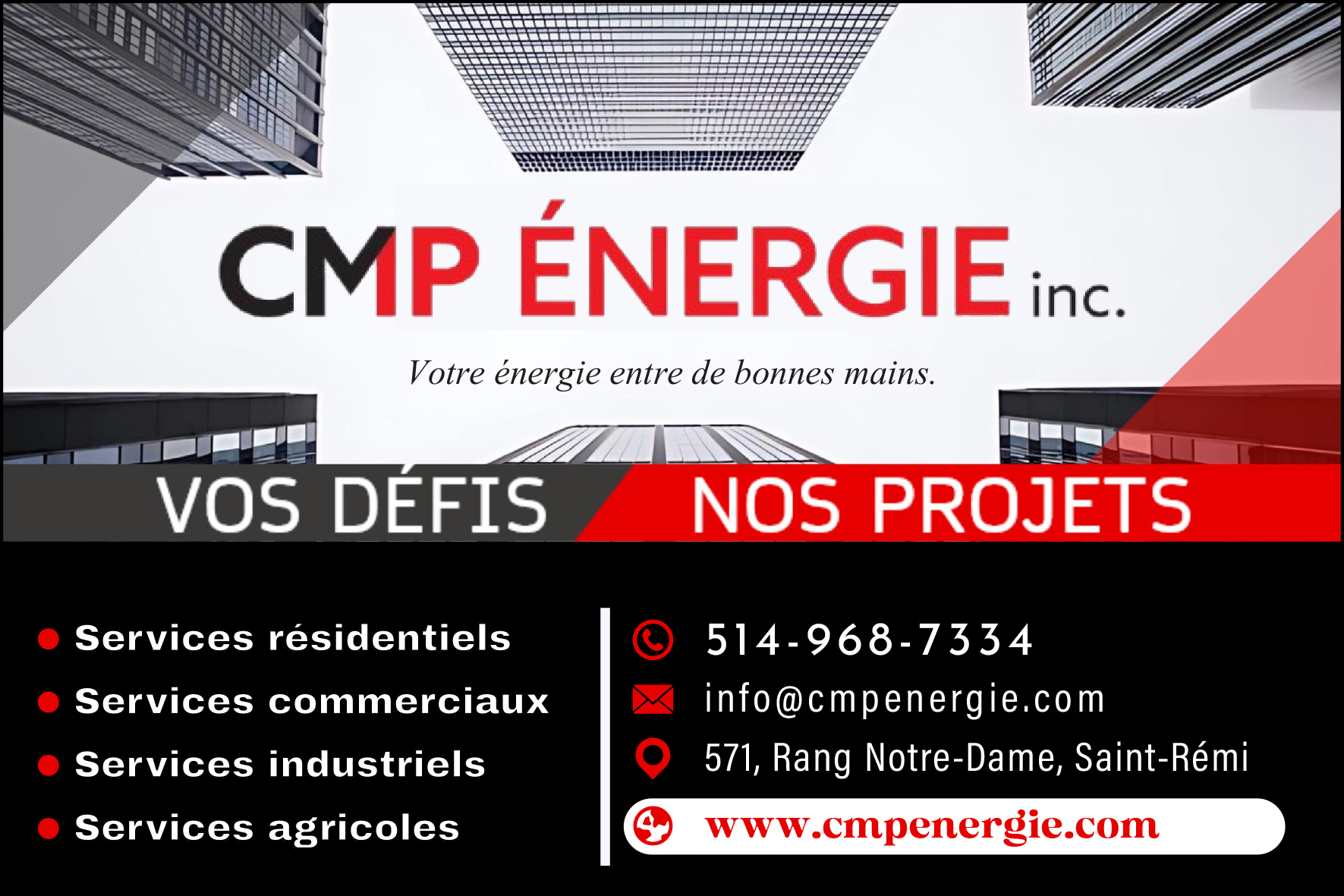 Carte de visite recto de CMP ÉNERGIE INC