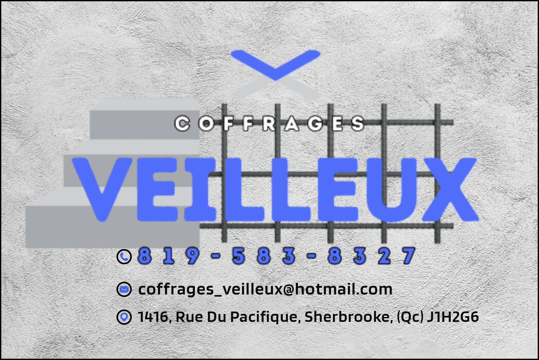 Carte de visite recto de COFFRAGES VEILLEUX INC