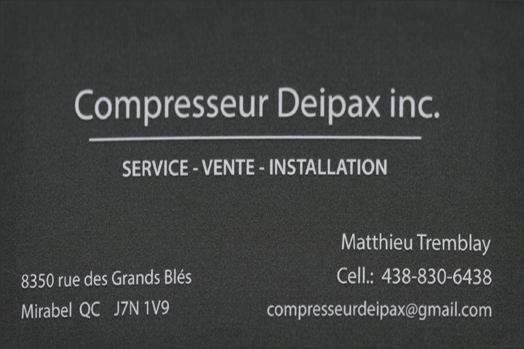 Carte de visite recto de COMPRESSEUR DEIPAX INC