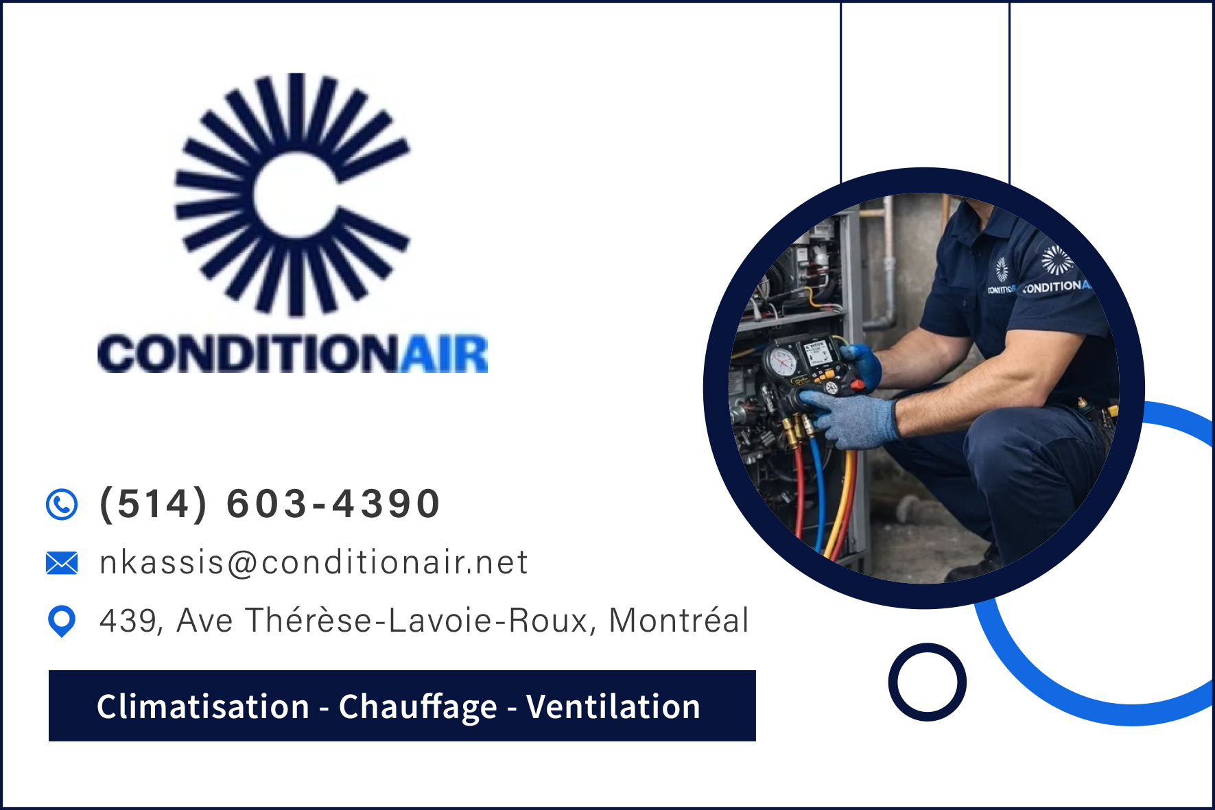 Carte de visite recto de CONDITION-AIR INC