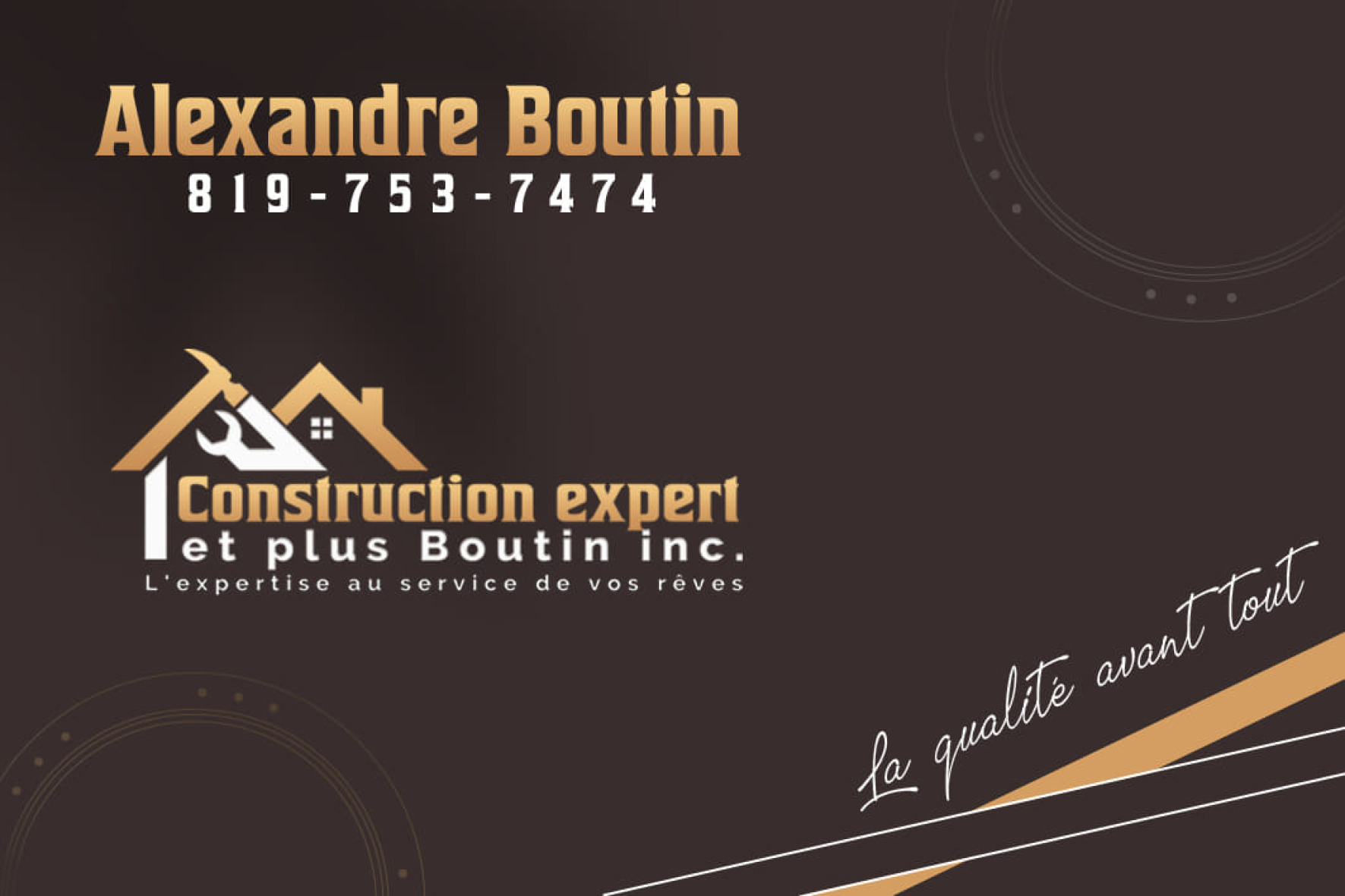 Carte de visite recto de CONSTRUCTION EXPERT ET PLUS BOUTIN INC