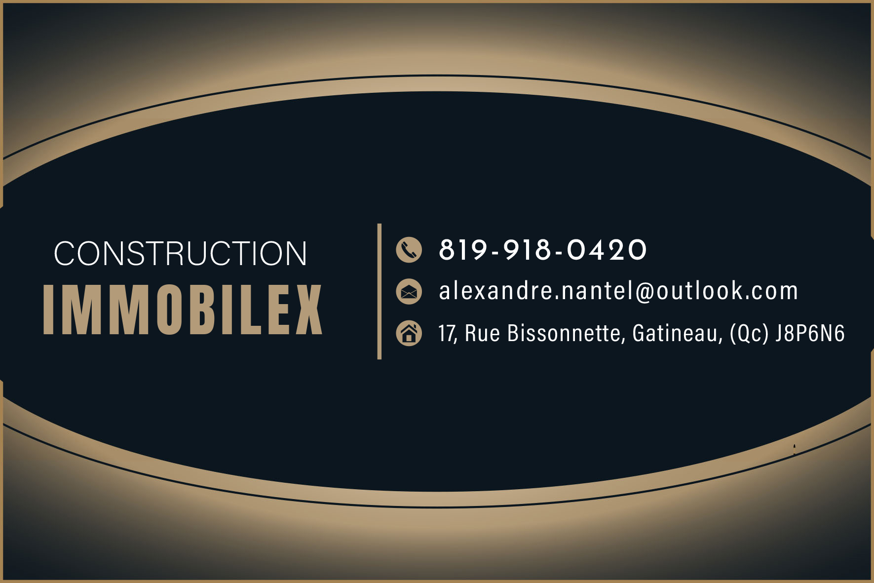 Carte de visite recto de CONSTRUCTION IMMOBILEX INC