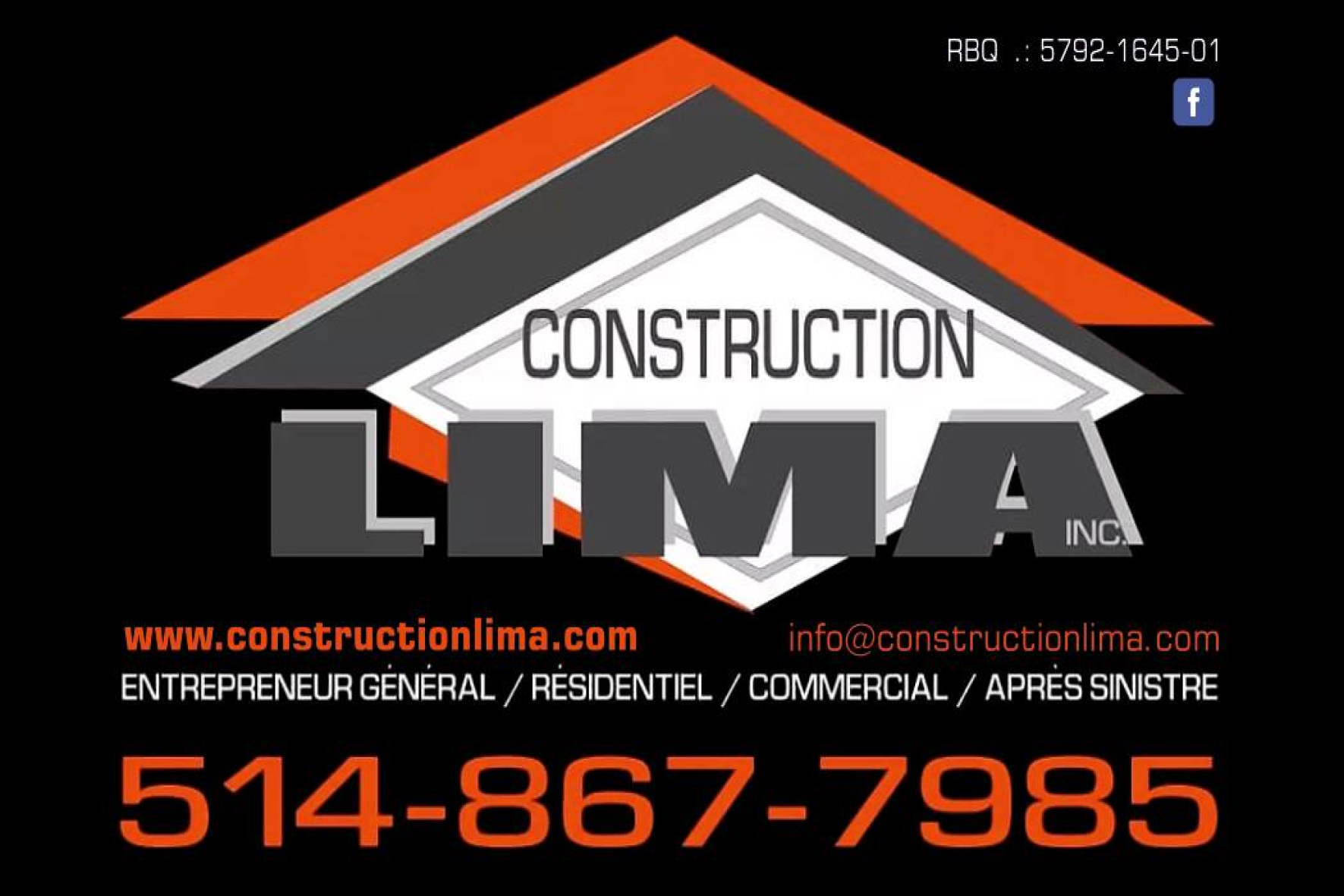 Carte de visite recto de CONSTRUCTION LIMA INC
