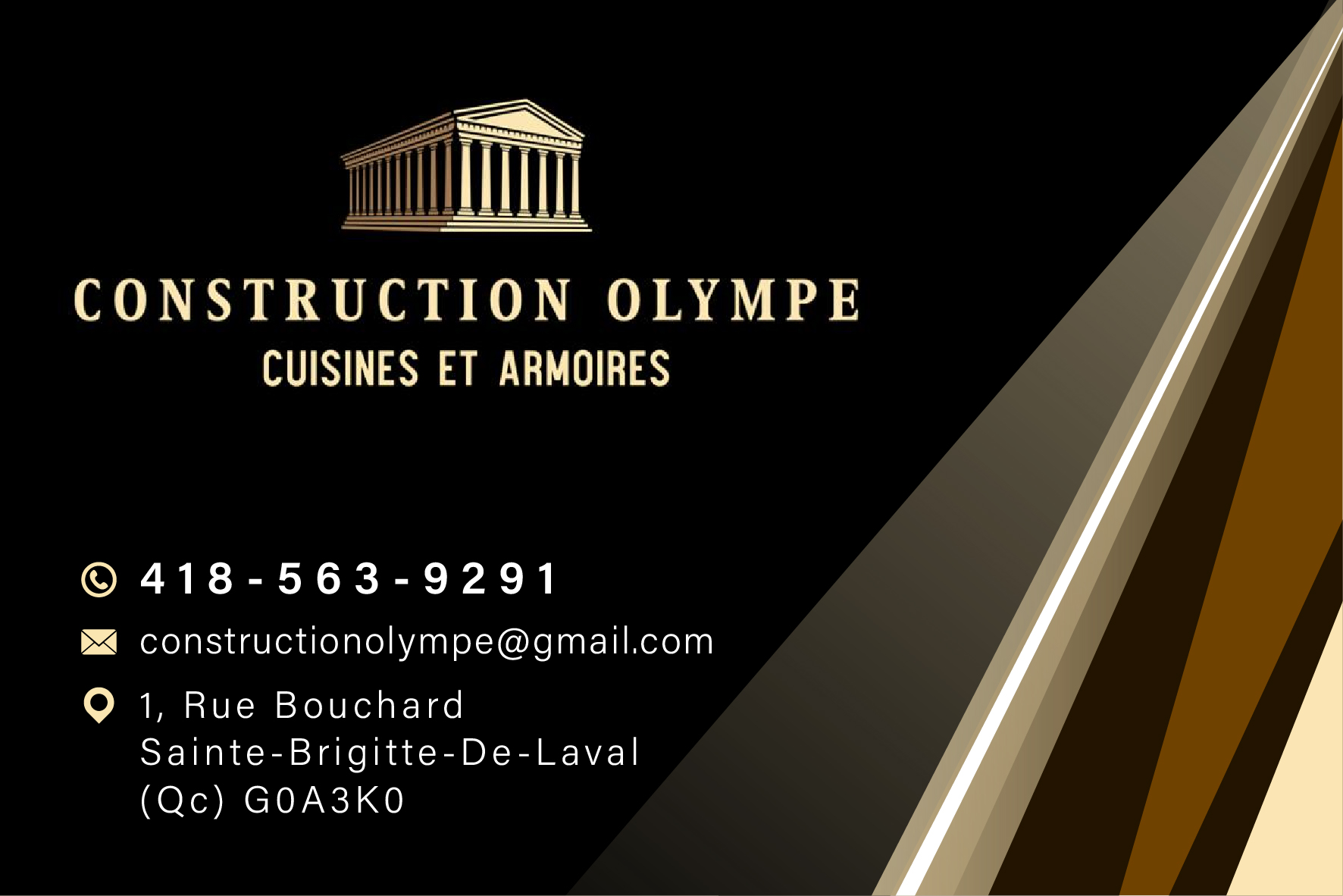 Carte de visite recto de CONSTRUCTION OLYMPE INC