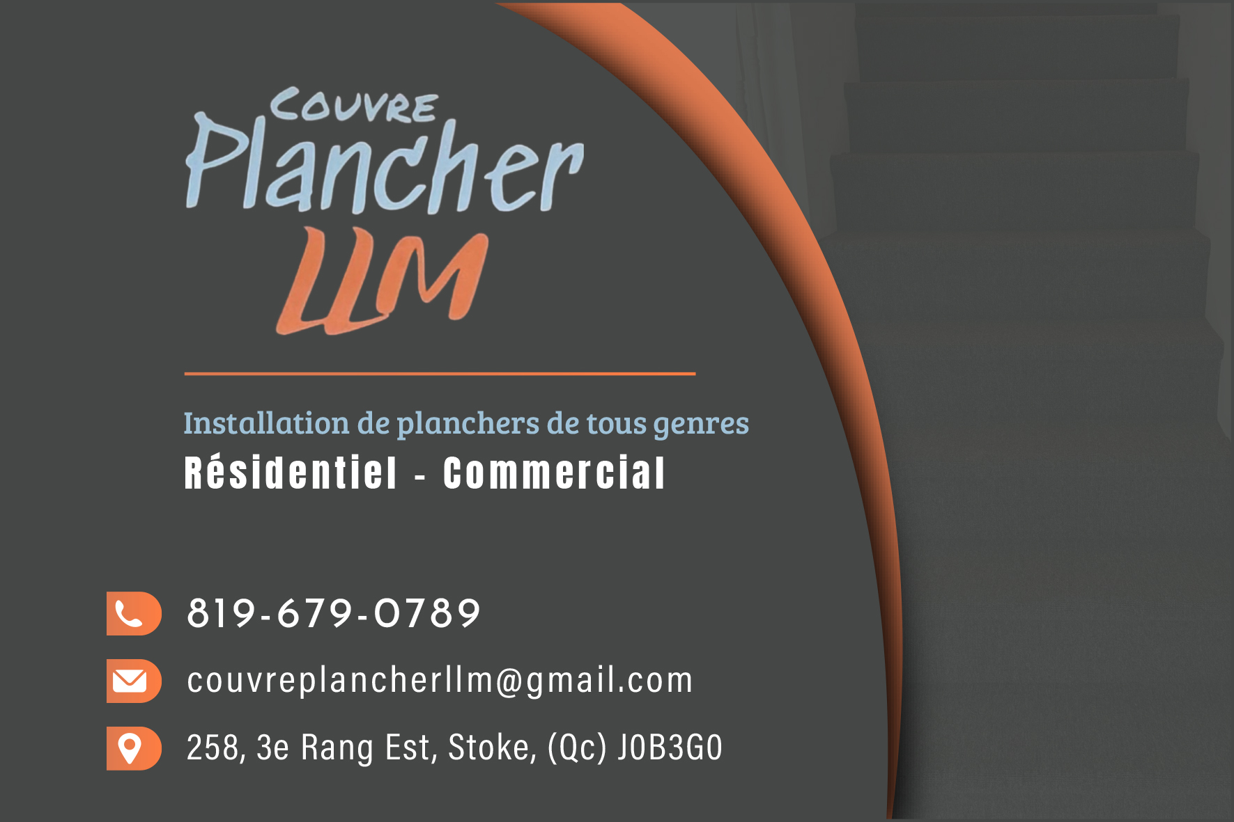 Carte de visite recto de COUVRE PLANCHER LLM INC