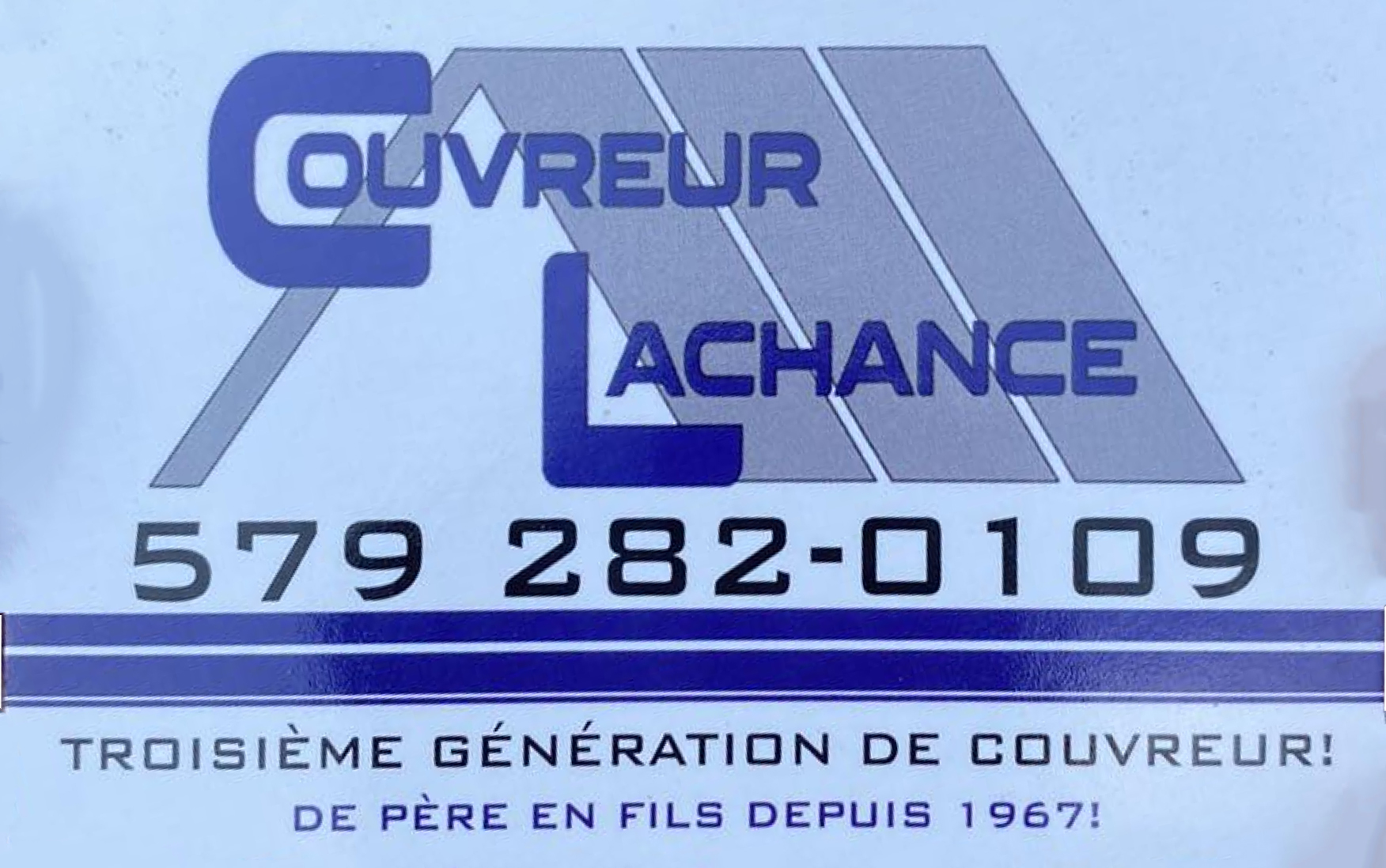 Carte de visite recto de COUVREUR LACHANCE 9409-6120 QUÉBEC INC