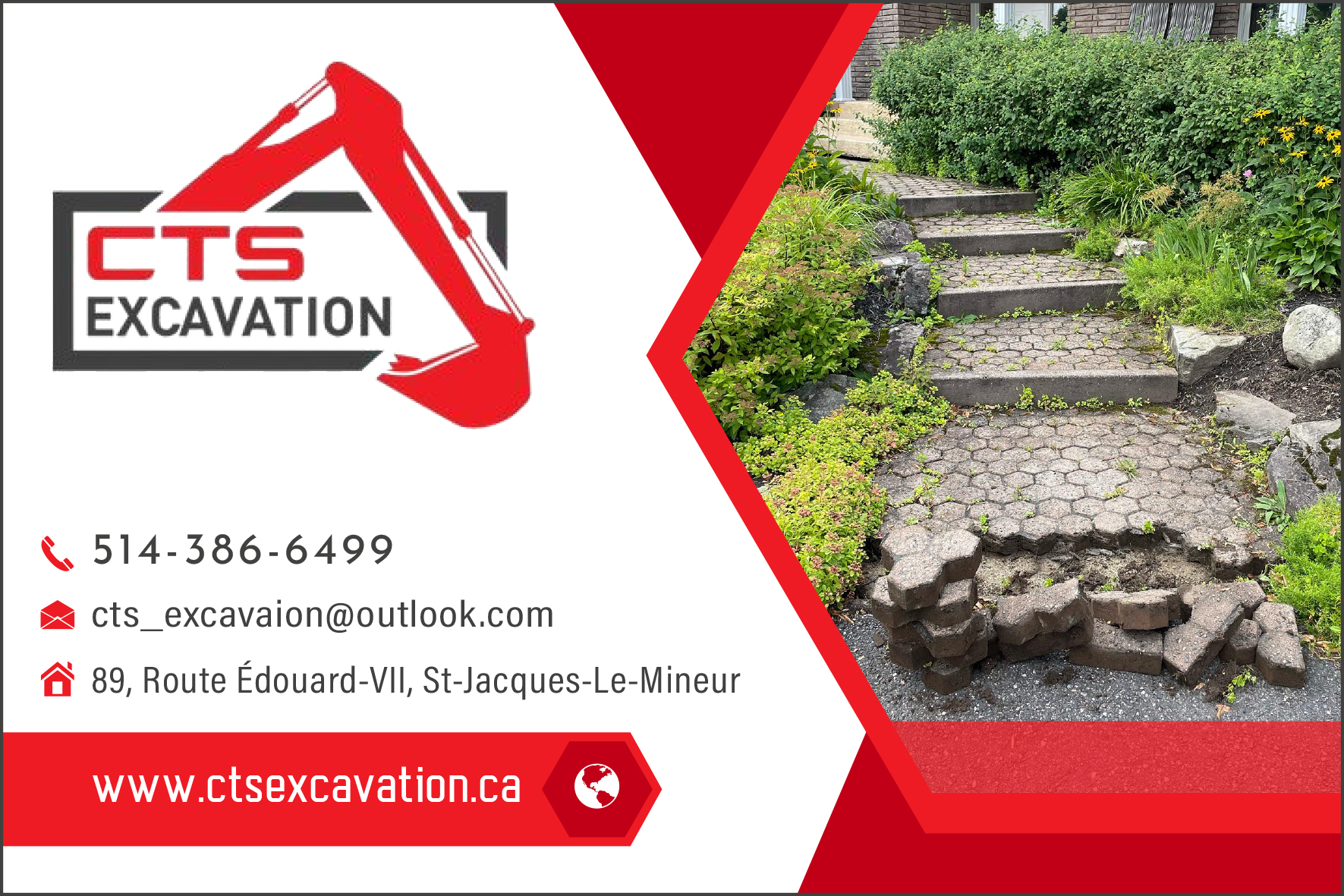 Carte de visite recto de CTS EXCAVATION INC