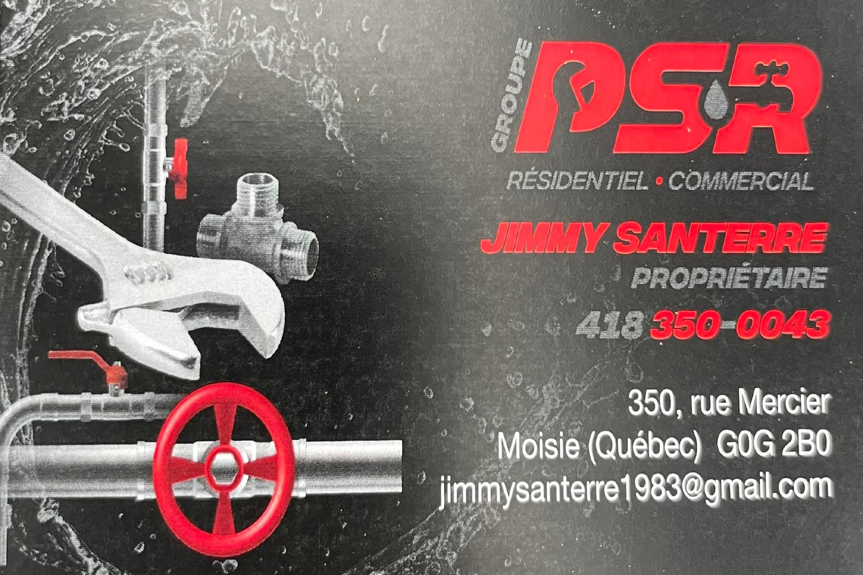 Carte de visite verso de 9451-1177 QUÉBEC INC