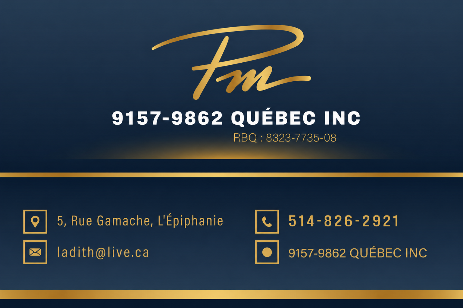 Carte de visite recto de 9157-9862 QUÉBEC INC