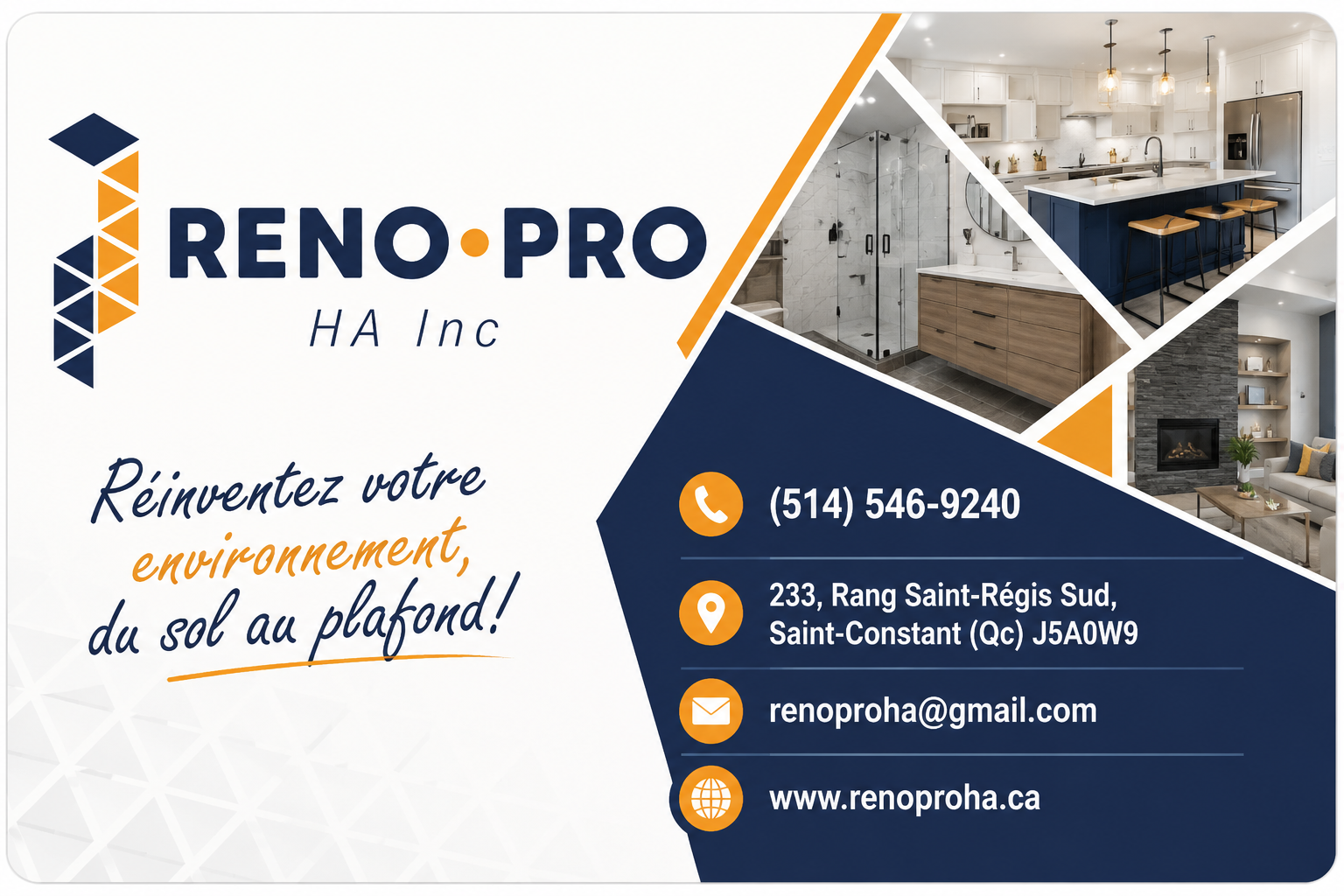 Carte de visite verso de RÉNO-PRO HA INC