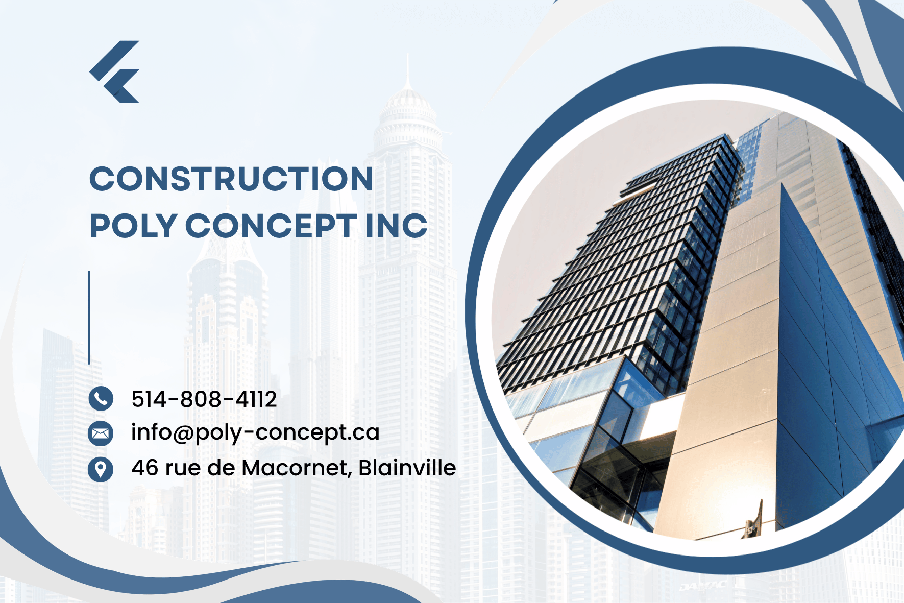 Carte de visite recto de CONSTRUCTION POLY CONCEPT INC