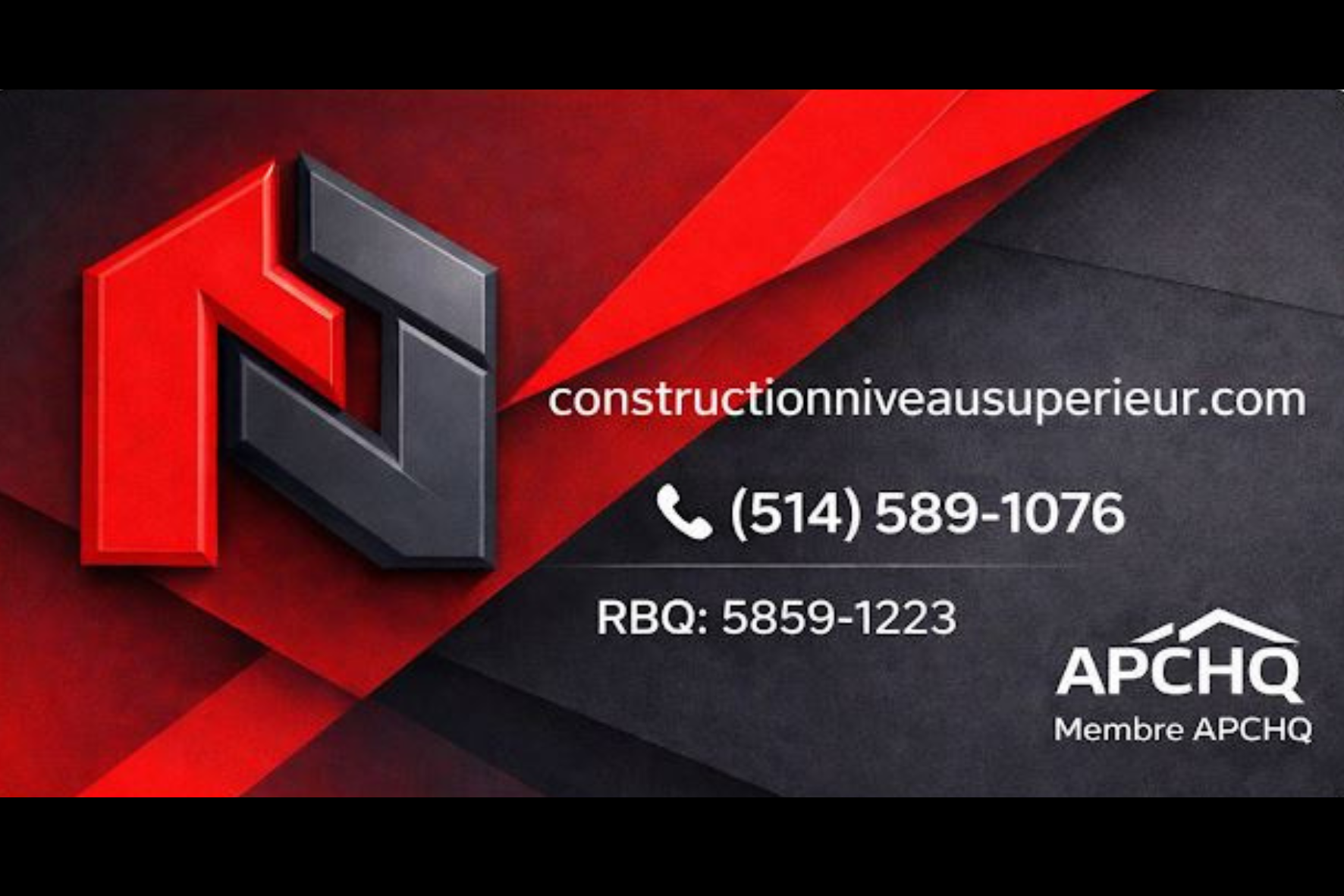 Carte de visite recto de CONSTRUCTION NIVEAU SUPÉRIEUR