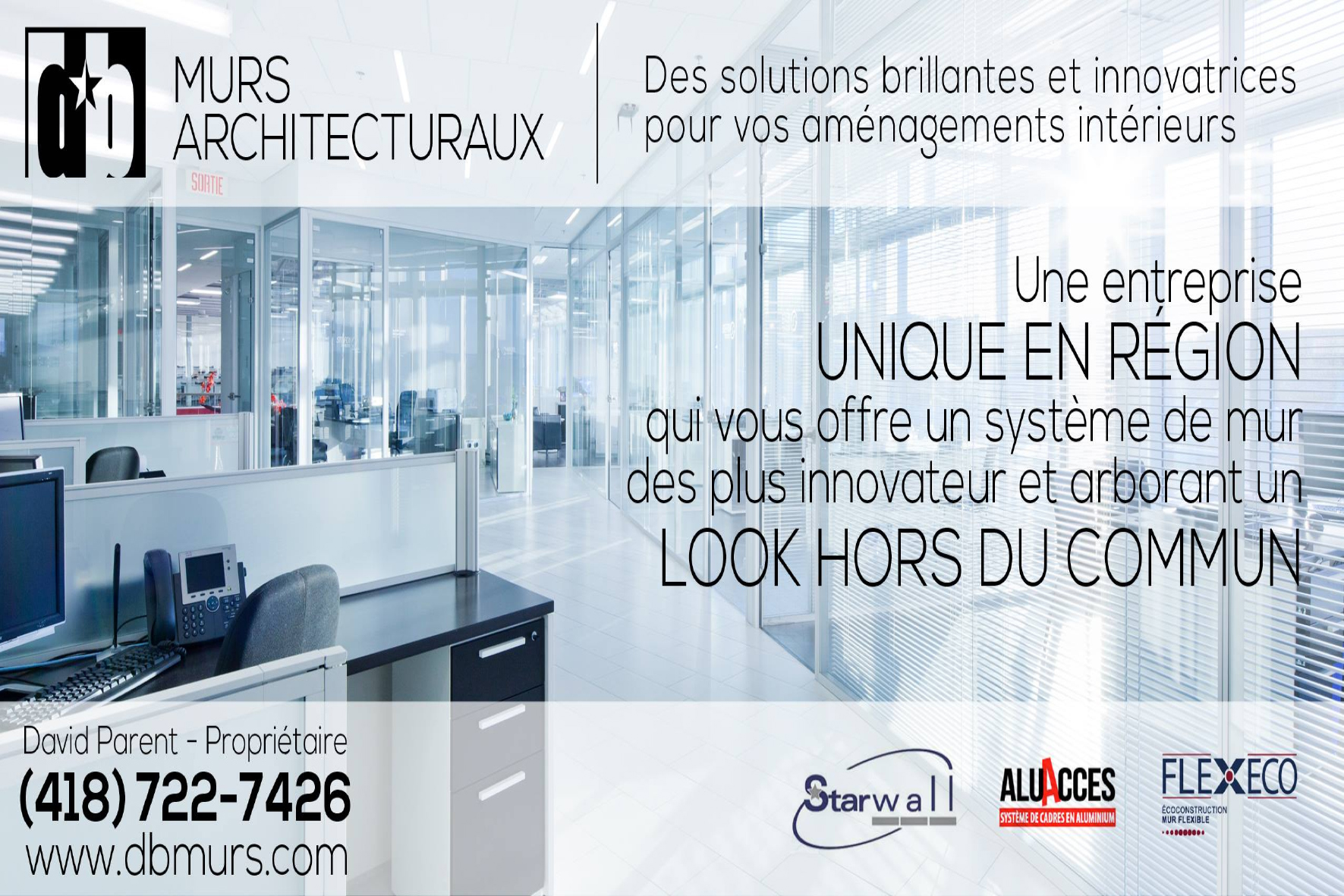 Carte de visite recto de DB MURS ARCHITECTURAUX INC