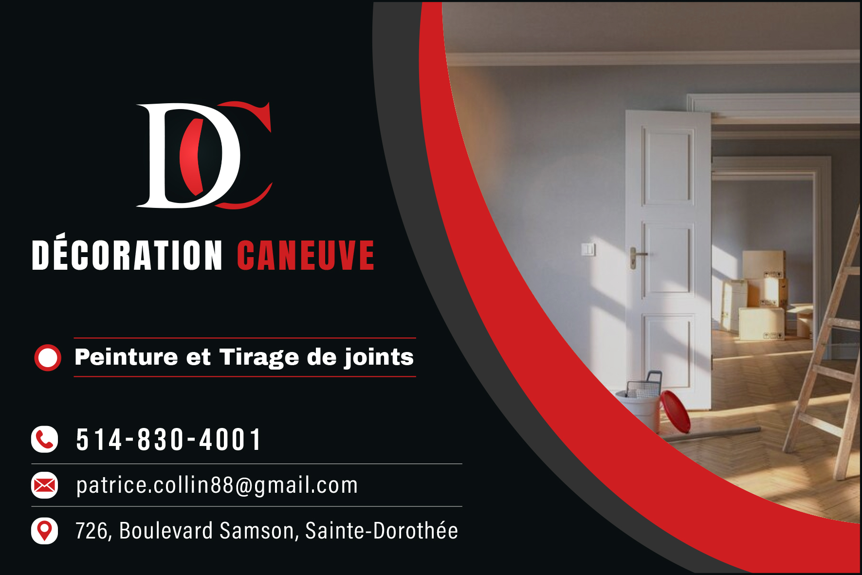 Carte de visite recto de DÉCORATION CANEUVE INC