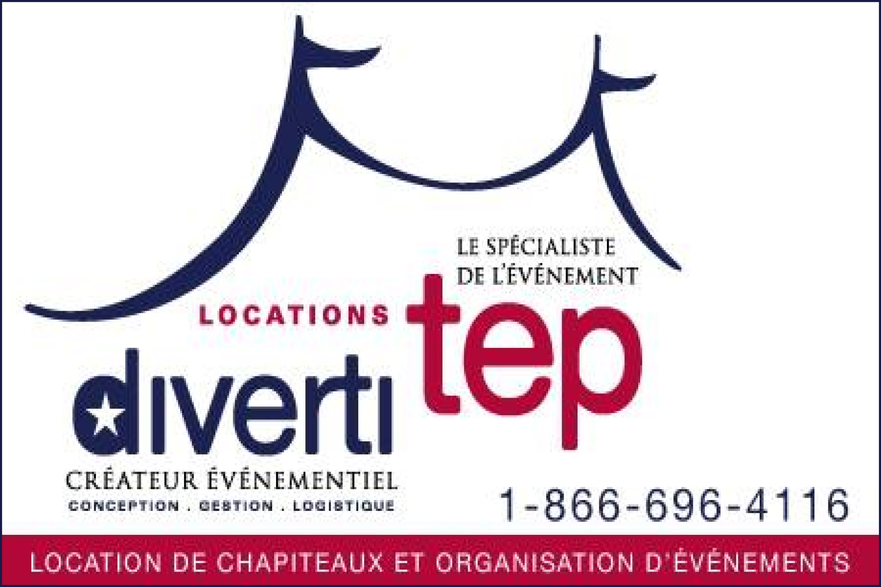Carte de visite recto de DIVERTI CHAPITEAUX 5 ÉTOILES 9340-8169 QUÉBEC INC