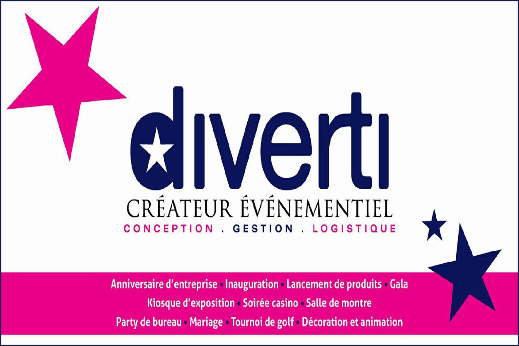 Carte de visite verso de DIVERTI CHAPITEAUX 5 ÉTOILES 9340-8169 QUÉBEC INC
