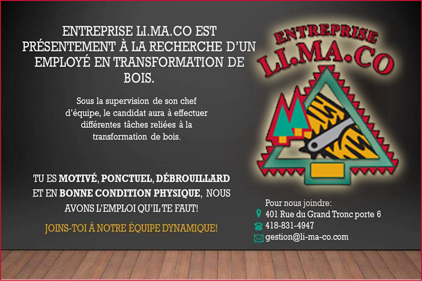 Carte de visite recto de INSTALLATIONS MIRAL INC
