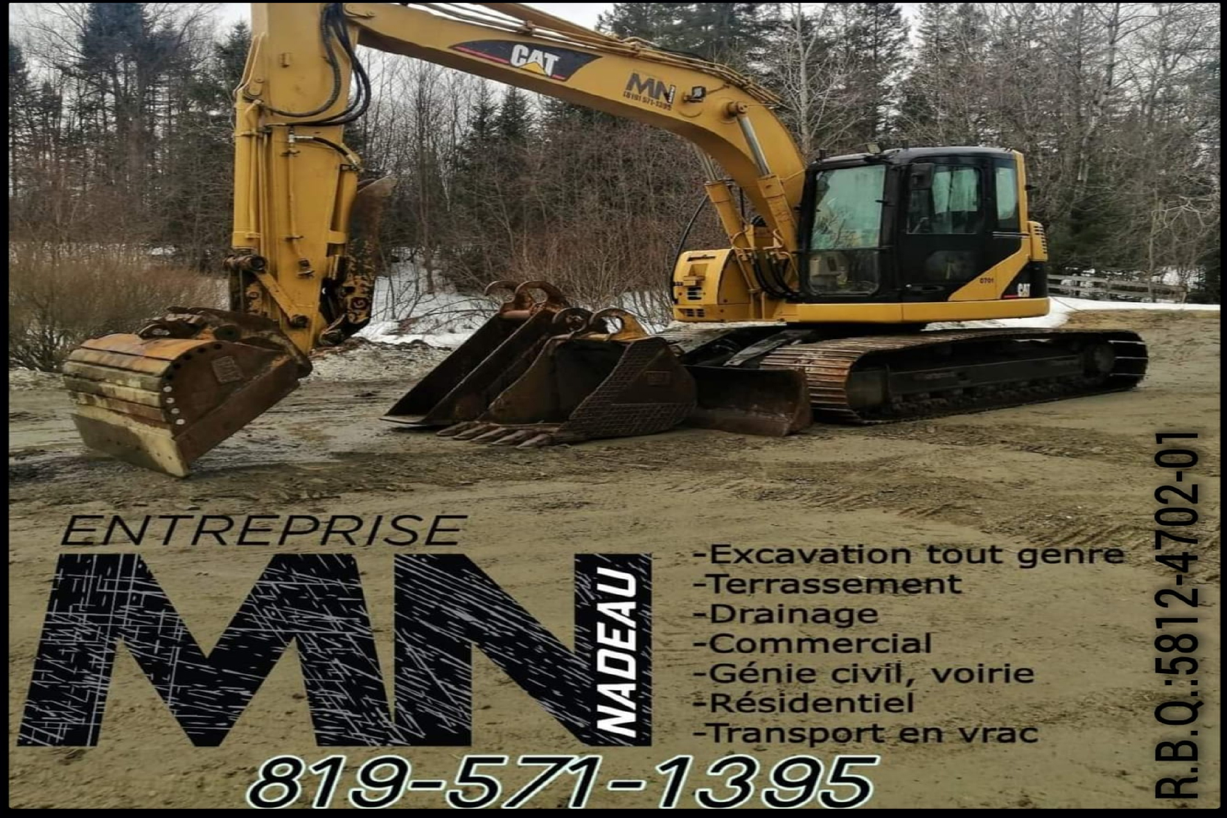 Carte de visite verso de ENTREPRISE MN NADEAU INC