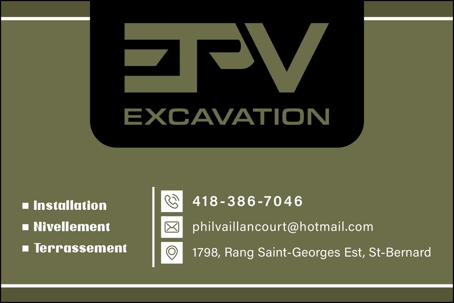 Carte de visite recto de EXCAVATION P. VAILLANCOURT INC
