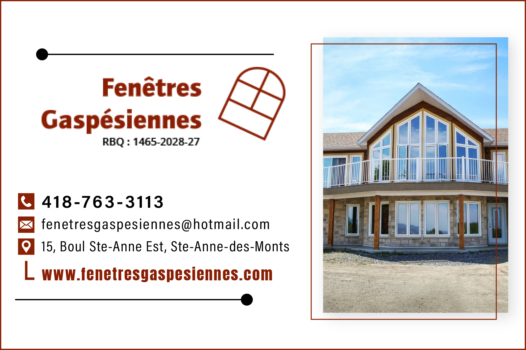 Carte de visite recto de FENÊTRES GASPÉSIENNES INC