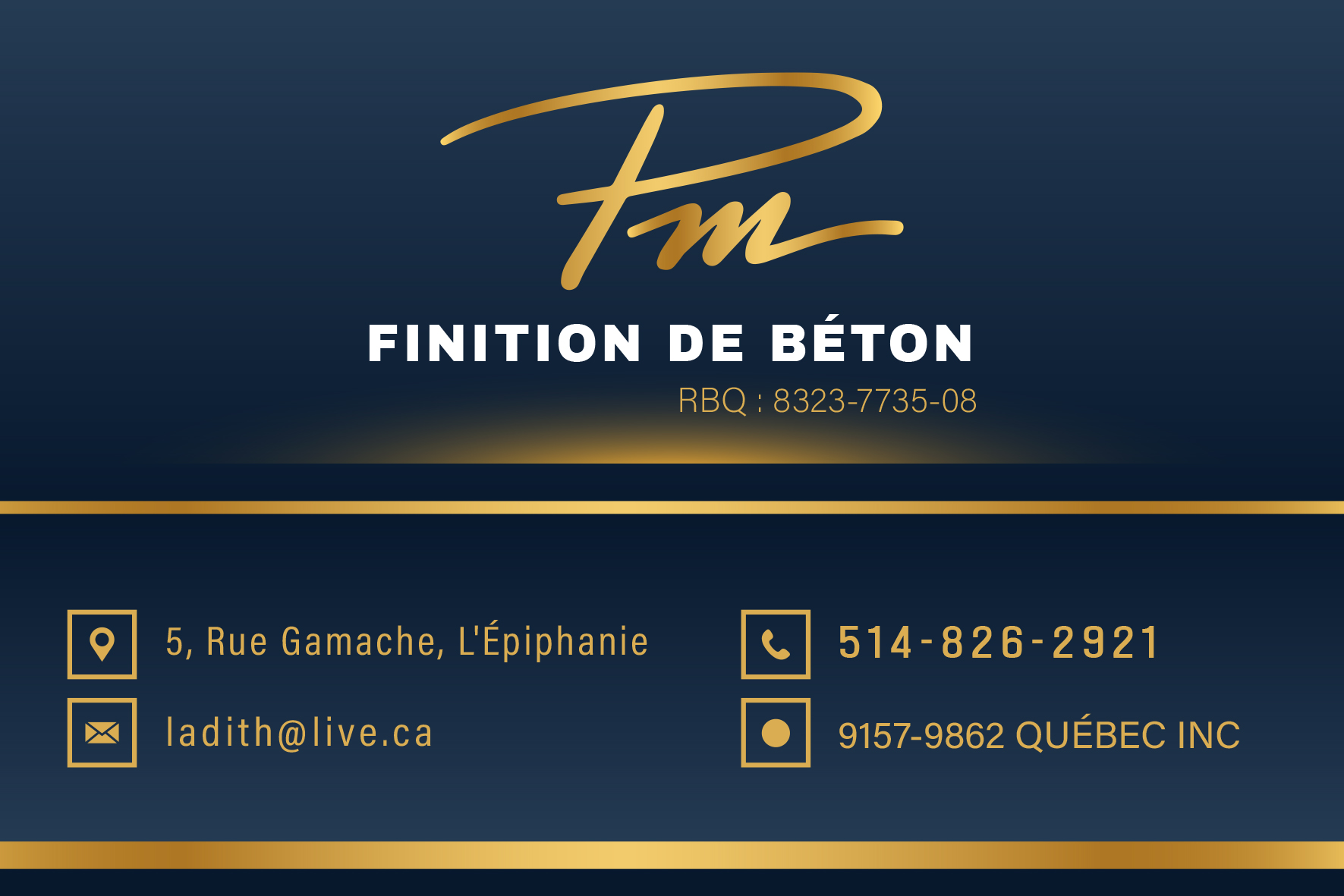 Carte de visite recto de FINITION DE BÉTON P.M