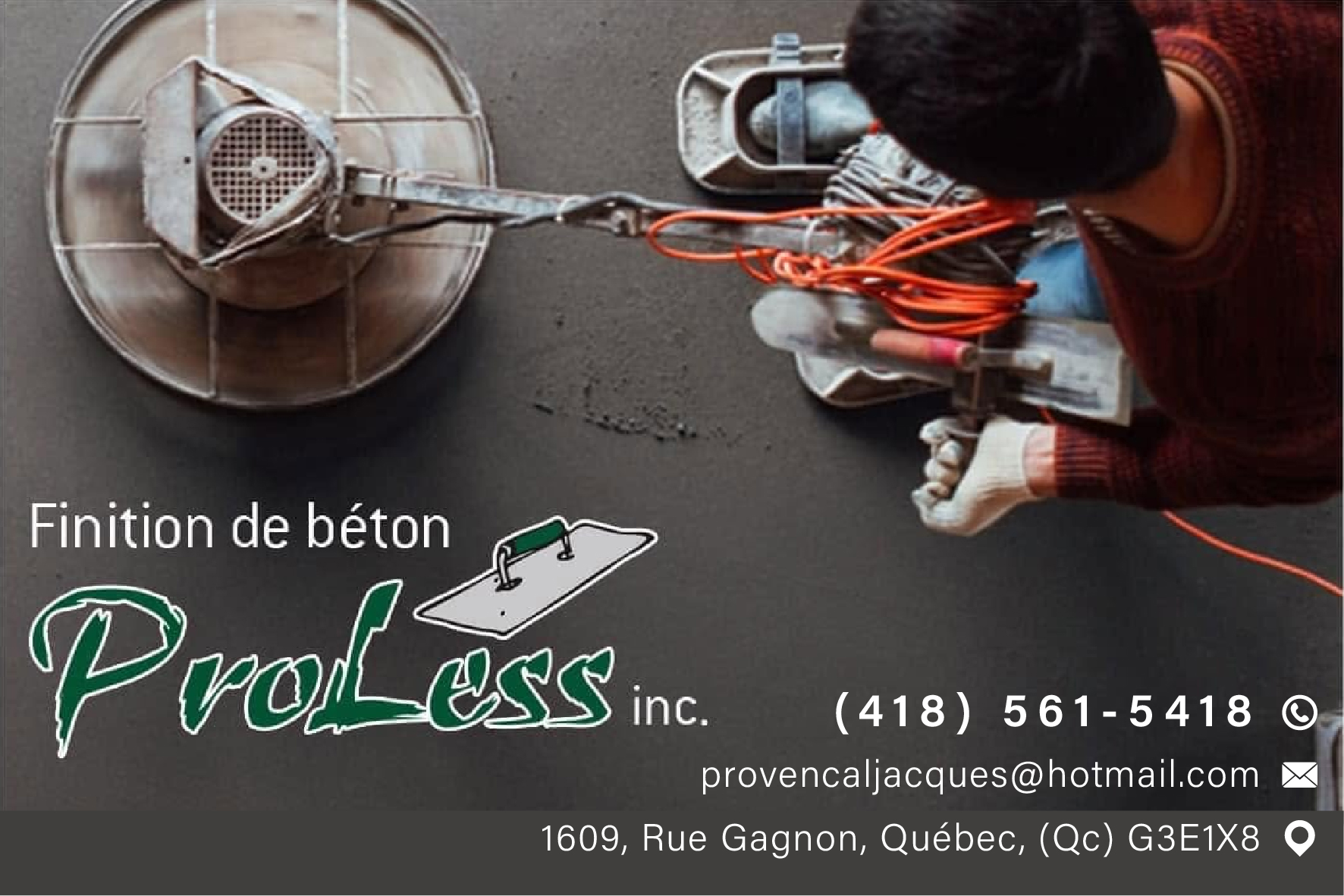 Carte de visite recto de FINITION DE BÉTON PROLESS INC