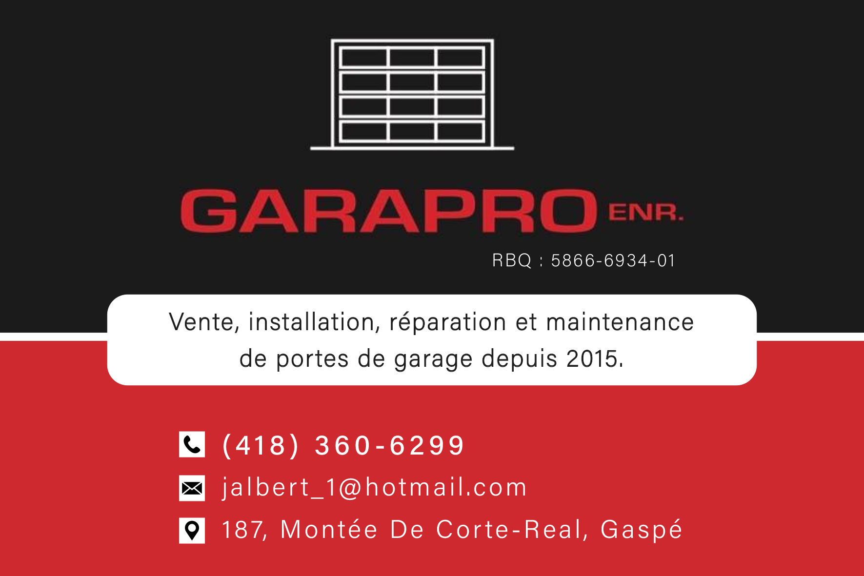 Carte de visite recto de GARAPRO