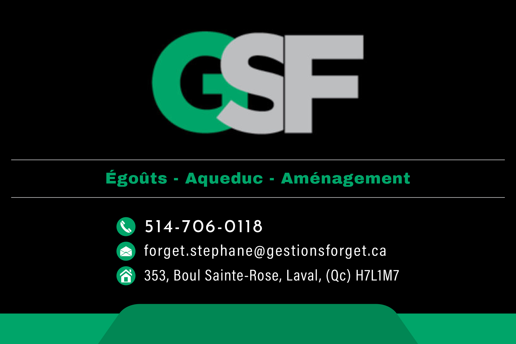 Carte de visite recto de GESTION S FORGET INC